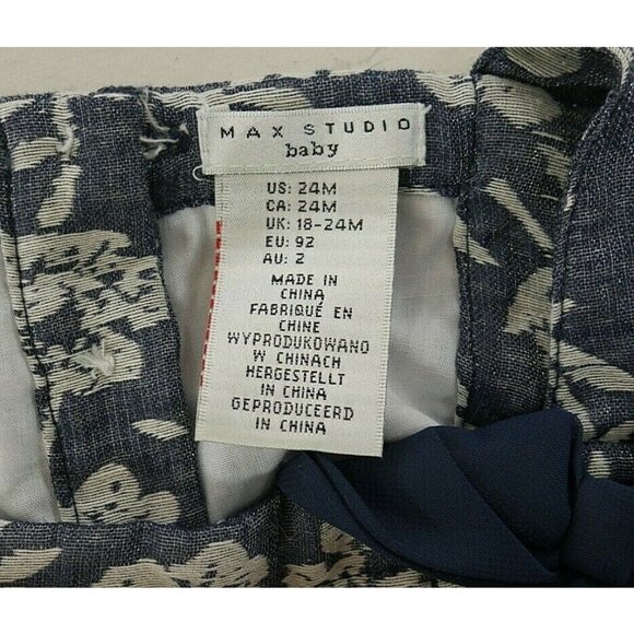 Max Studio Baby Girls 24 Month Old Dress Navy Blue White Floral - Picture 2 of 10